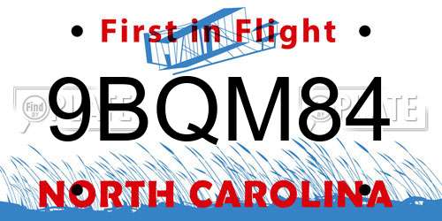 9BQM84 North Carolina License Plate