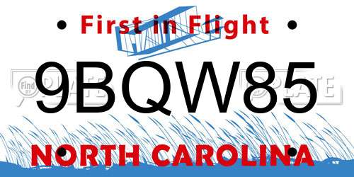 9BQW85 North Carolina License Plate