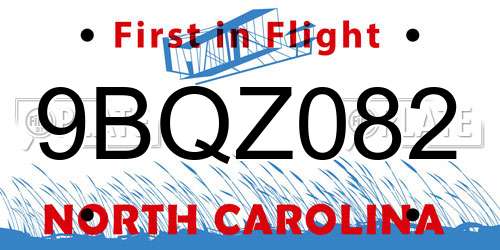 9BQZ082 North Carolina License Plate