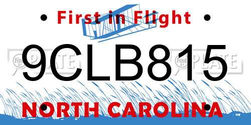 9CLB815 North Carolina License Plate
