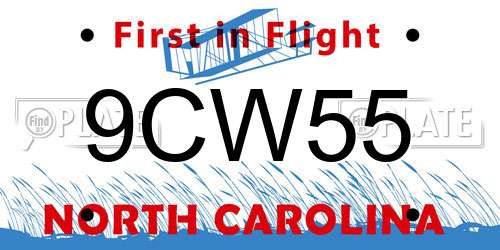 9CW55 North Carolina License Plate