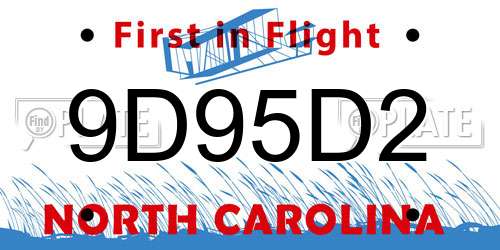 9D95D2 North Carolina License Plate