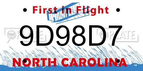 9D98D7 North Carolina License Plate
