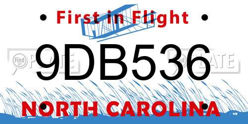 9DB536 North Carolina License Plate