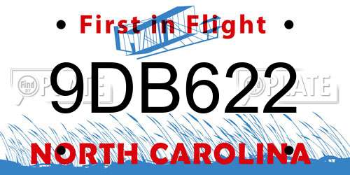9DB622 North Carolina License Plate