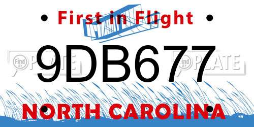 9DB677 North Carolina License Plate