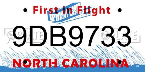 9DB9733 North Carolina License Plate
