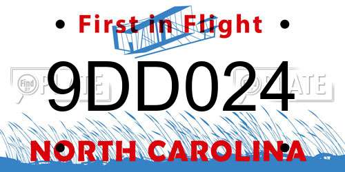 9DD024 North Carolina License Plate
