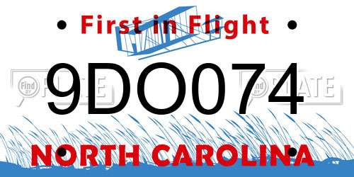 9DO074 North Carolina License Plate