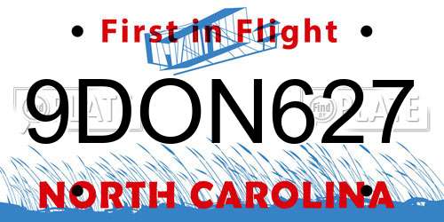 9DON627 North Carolina License Plate