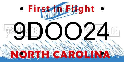 9DOO24 North Carolina License Plate