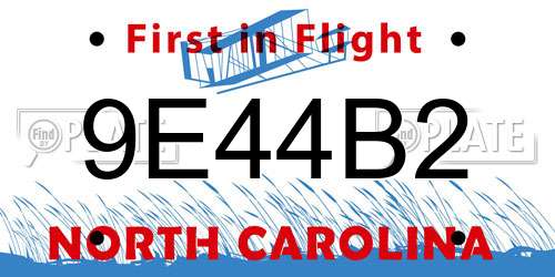 9E44B2 North Carolina License Plate