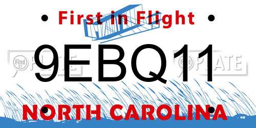 9EBQ11 North Carolina License Plate