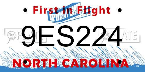 9ES224 North Carolina License Plate