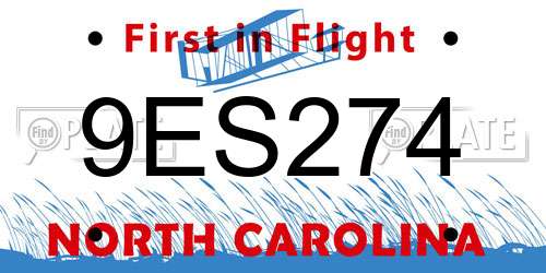 9ES274 North Carolina License Plate