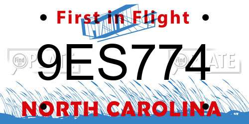 9ES774 North Carolina License Plate