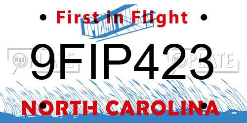 9FIP423 North Carolina License Plate