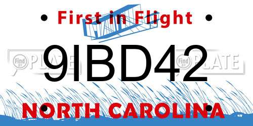 9IBD42 North Carolina License Plate