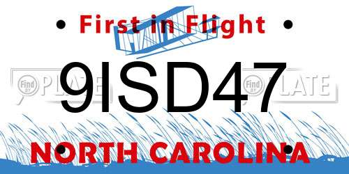 9ISD47 North Carolina License Plate