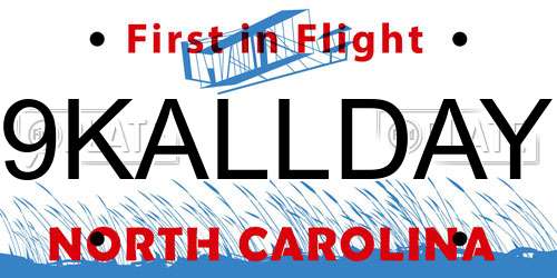 9KALLDAY North Carolina License Plate