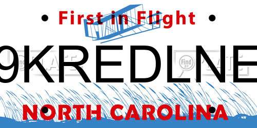 9KREDLNE North Carolina License Plate