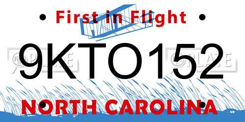 9KTO152 North Carolina License Plate