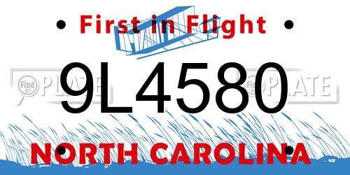 9L4580 North Carolina License Plate