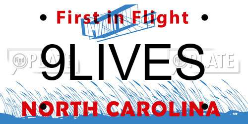 9LIVES North Carolina License Plate