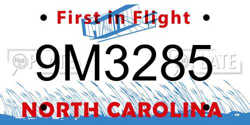 9M3285 North Carolina License Plate