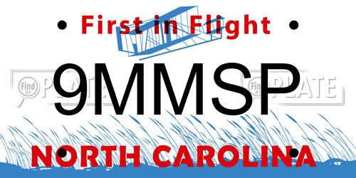 9MMSP North Carolina License Plate