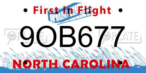 9OB677 North Carolina License Plate