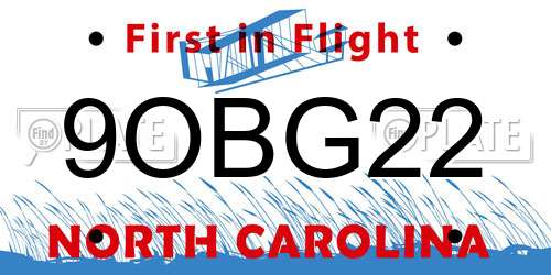 9OBG22 North Carolina License Plate
