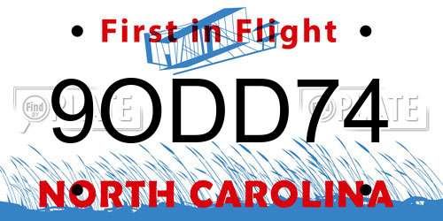 9ODD74 North Carolina License Plate