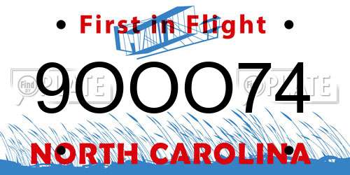 9OOO74 North Carolina License Plate