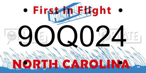 9OQ024 North Carolina License Plate