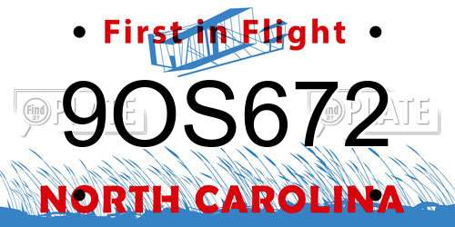 9OS672 North Carolina License Plate