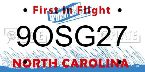 9OSG27 North Carolina License Plate