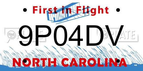 9P04DV North Carolina License Plate