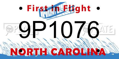 9P1076 North Carolina License Plate