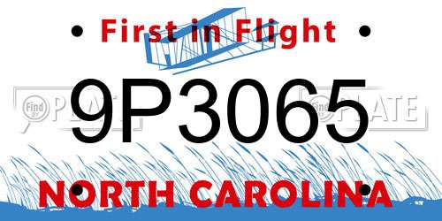 9P3065 North Carolina License Plate