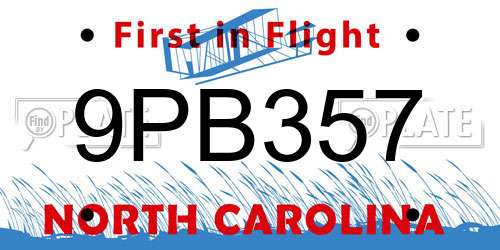 9PB357 North Carolina License Plate