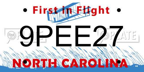 9PEE27 North Carolina License Plate