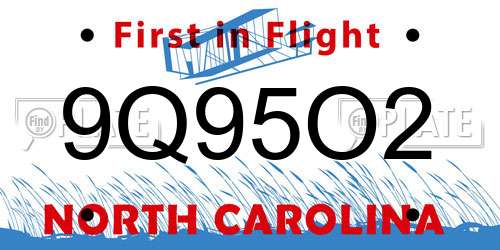 9Q95O2 North Carolina License Plate
