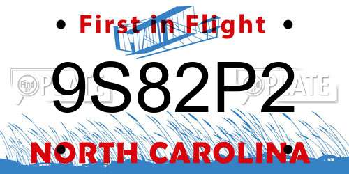 9S82P2 North Carolina License Plate