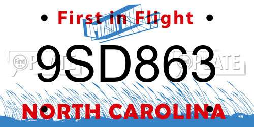 9SD863 North Carolina License Plate