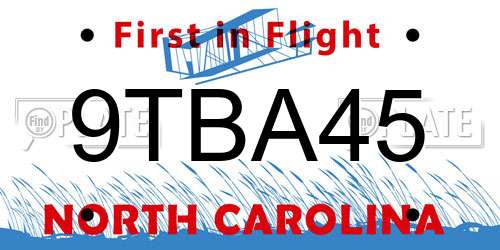 9TBA45 North Carolina License Plate