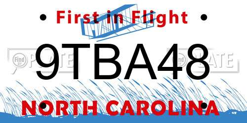9TBA48 North Carolina License Plate