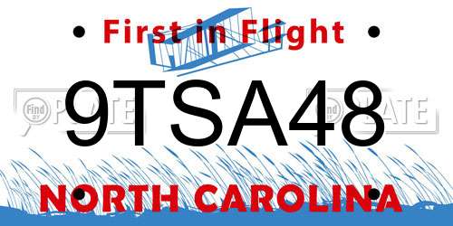 9TSA48 North Carolina License Plate