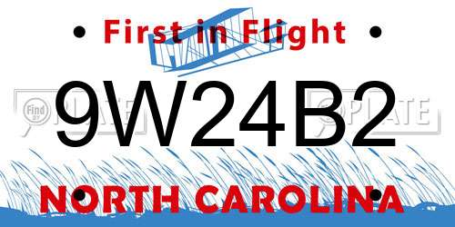 9W24B2 North Carolina License Plate
