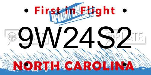 9W24S2 North Carolina License Plate